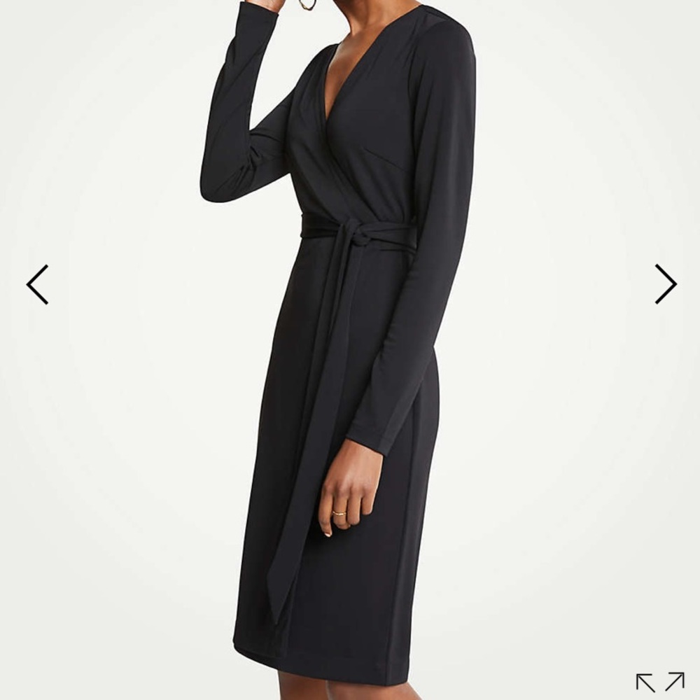 3/4 sleeve Wrap dress (Black)